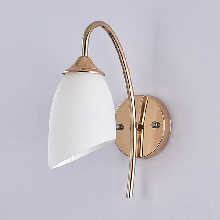 BowLift | 1 Bulb Angle Shade Wall Mounted Light Fixture Modern Black/Gold Milk Glass Lighting for Bedroom