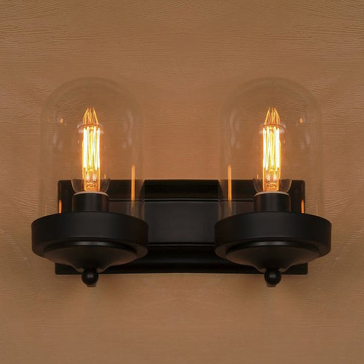BowLift | Capsule Wall Mounted Lighting 1/2 Light Bulb Industrial Black Clear Glass Lighting for Portico