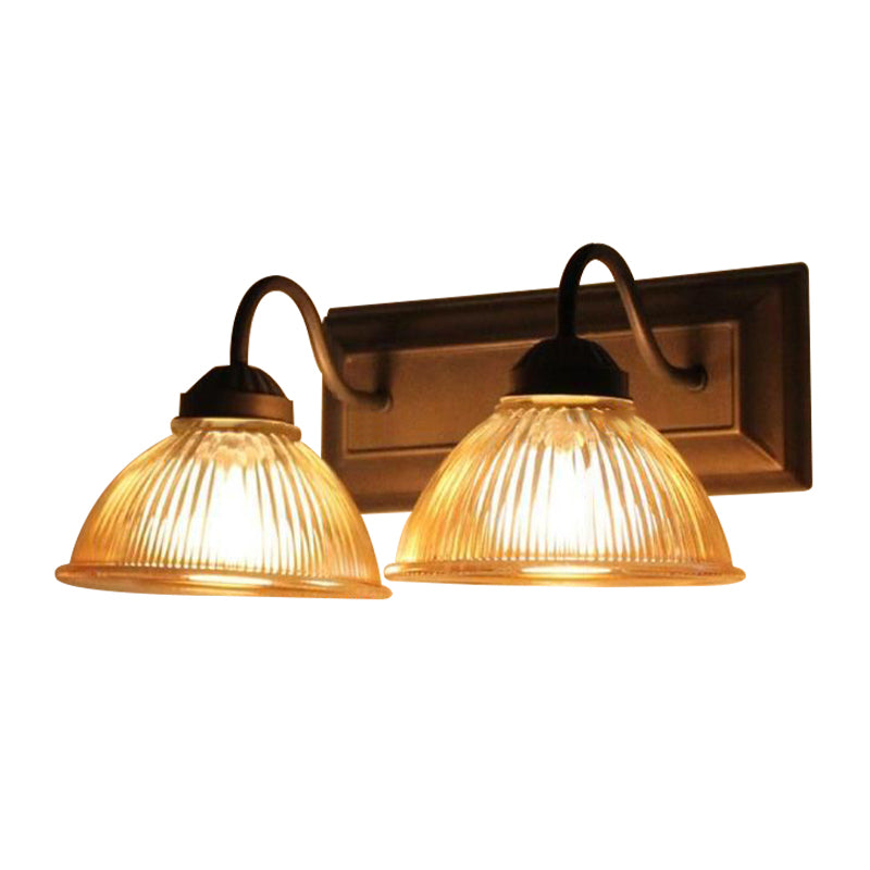 BowLift | 2 Light Dome Wall Lamp Rustic Style Black Clear Prism Glass Wall Lamp for Living Room