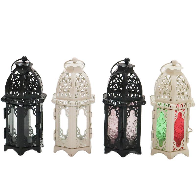 Moroccan-Style Metal and Glass Decorative Hanging Lantern with Intricate Filigree Bowlift