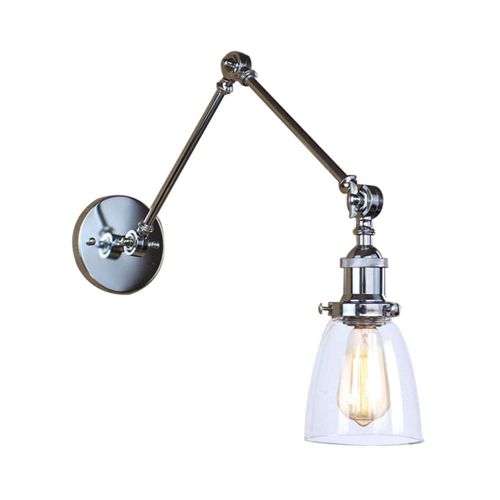 BowLift | Tapered Accent Wall Lamp Antique Clear Glass 1 Light Black/Silver/Brass Wall Lamp with Swingarm