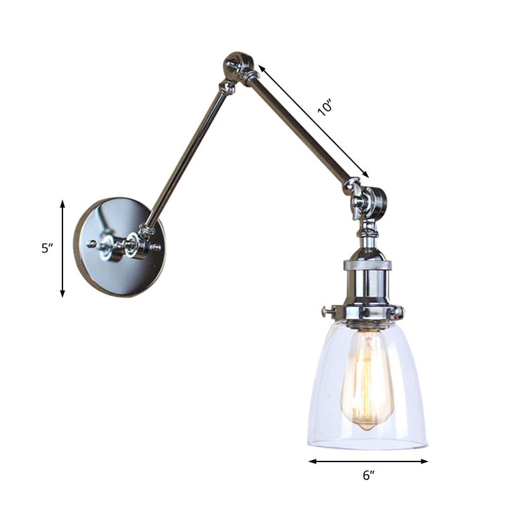 BowLift | Tapered Accent Wall Lamp Antique Clear Glass 1 Light Black/Silver/Brass Wall Lamp with Swingarm
