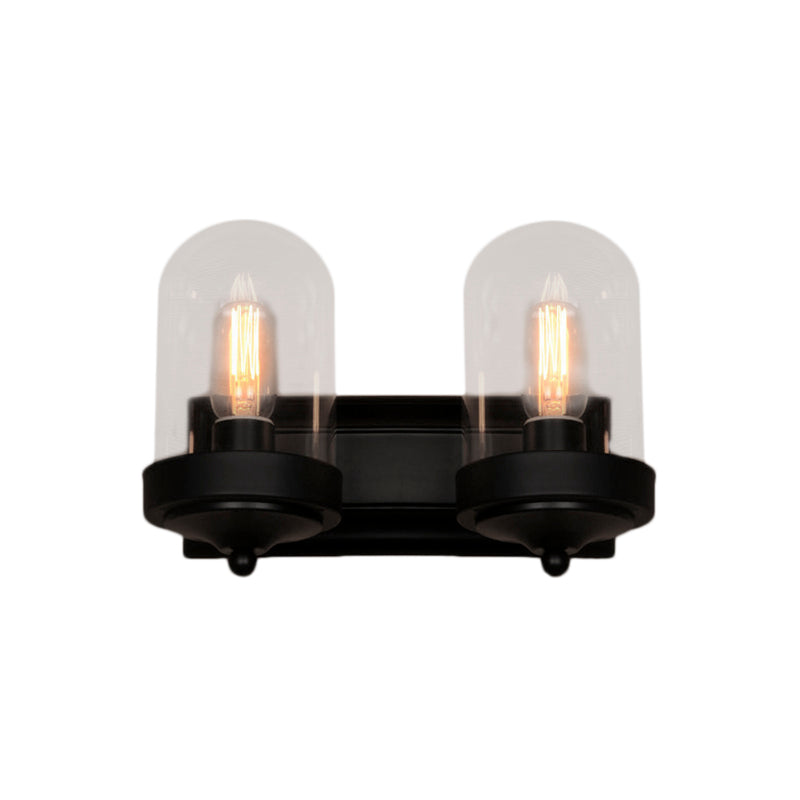 BowLift | Capsule Wall Mounted Lighting 1/2 Light Bulb Industrial Black Clear Glass Lighting for Portico
