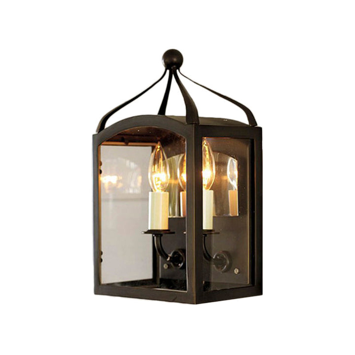BowLift | Old Brass Candle Wall Lamp with Metal Cage Shade 2 Lights Vintage Wall Light for Hallway