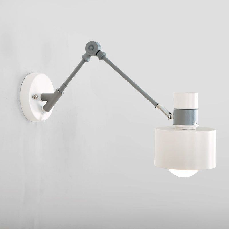 BowLift | 5.5"/6"/7" W Armed Wall Sconce Minimalism Metal 1 Main Wall Mount Lighting in Gray for Living Room