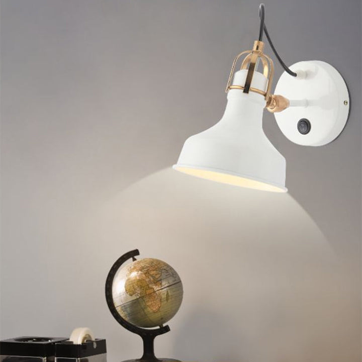 BowLift | White Barn Wall Sconces Lighting Contemporary Metallic 1 Light Wall Mounted Fixture with Switch
