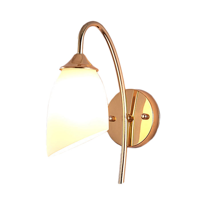 BowLift | 1 Bulb Angle Shade Wall Mounted Light Fixture Modern Black/Gold Milk Glass Lighting for Bedroom