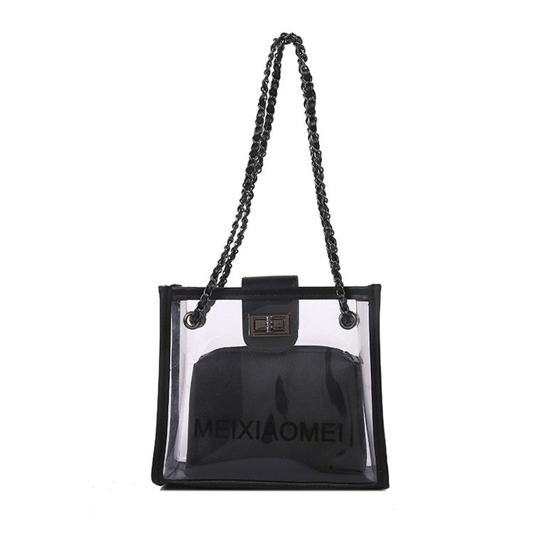 Transparent PVC Tote Bag with Chain Handles