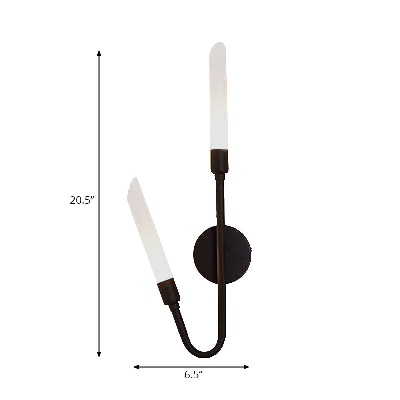 BowLift | Black/Gold Finish Pipe Wall Lamp 2 Head Post Modern Matte Glass Wall Lamp for Living Room