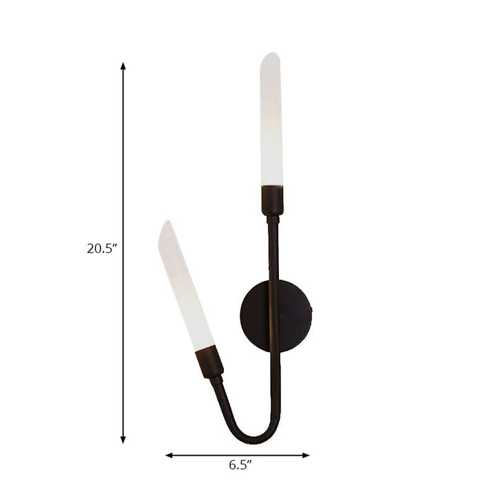 BowLift | Black/Gold Finish Pipe Wall Lamp 2 Head Post Modern Matte Glass Wall Lamp for Living Room