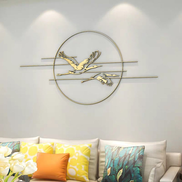 Elegant Metal Crane Wall Art Bowlift