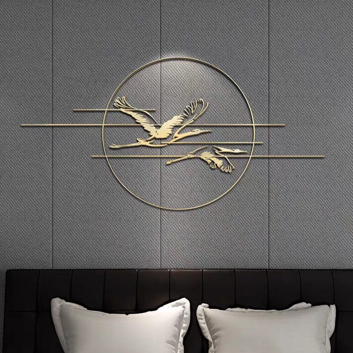 Elegant Metal Crane Wall Art Bowlift