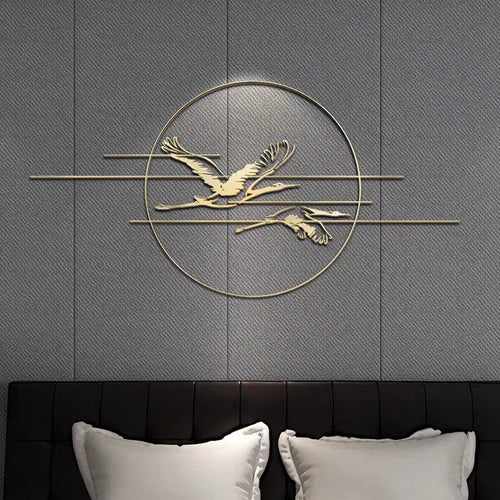 Elegant Metal Crane Wall Art Bowlift