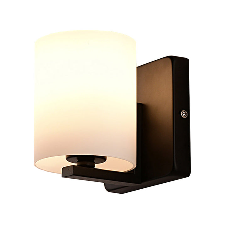 BowLift | White Umbrella Wall Light with Black Base 1 Light Modern Style Milk Glass Wall Light for the Living Room
