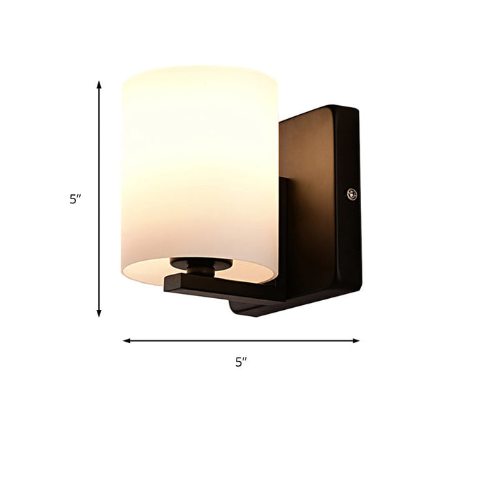 BowLift | White Umbrella Wall Light with Black Base 1 Light Modern Style Milk Glass Wall Light for the Living Room