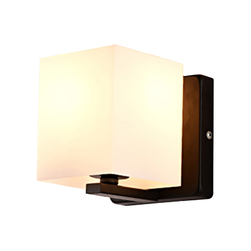 BowLift | White Umbrella Wall Light with Black Base 1 Light Modern Style Milk Glass Wall Light for the Living Room