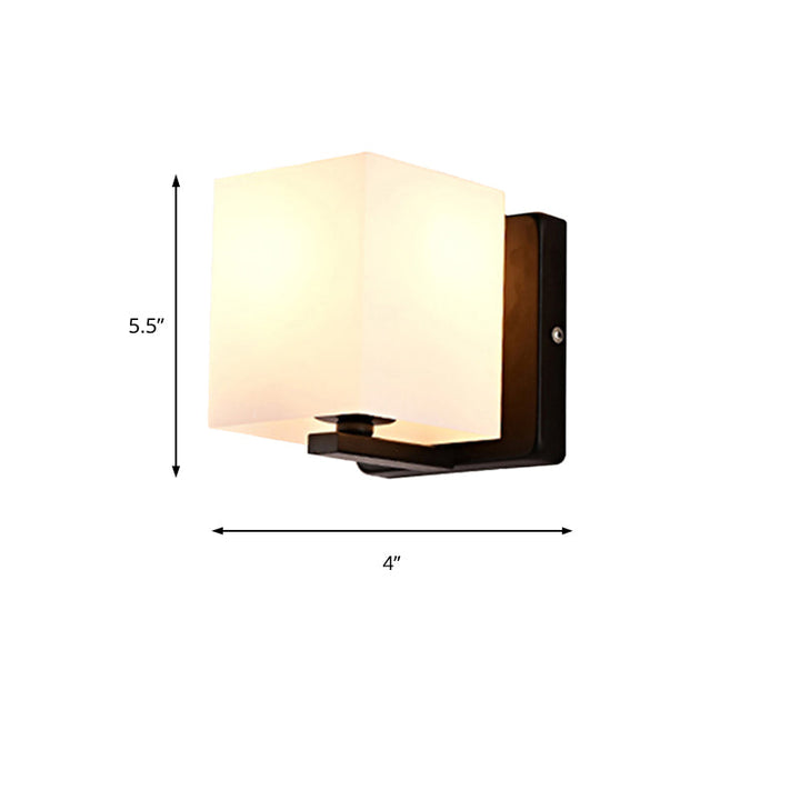 BowLift | White Umbrella Wall Light with Black Base 1 Light Modern Style Milk Glass Wall Light for the Living Room