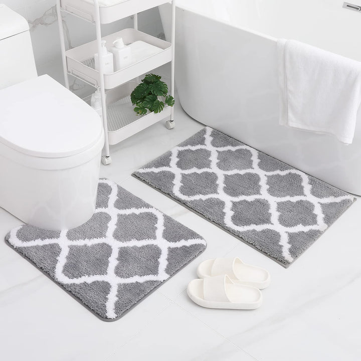 BowLift | Ultra Soft Shaggy Bath Mat Set – 2 Piece Non-Slip Absorbent Rugs