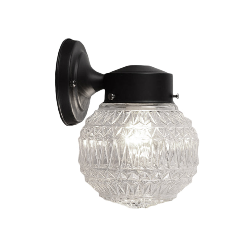 BowLift | Black/White Spherical Wall Light Modernist 1 Light Grid Glass Wall Lamp Light for Reading Room