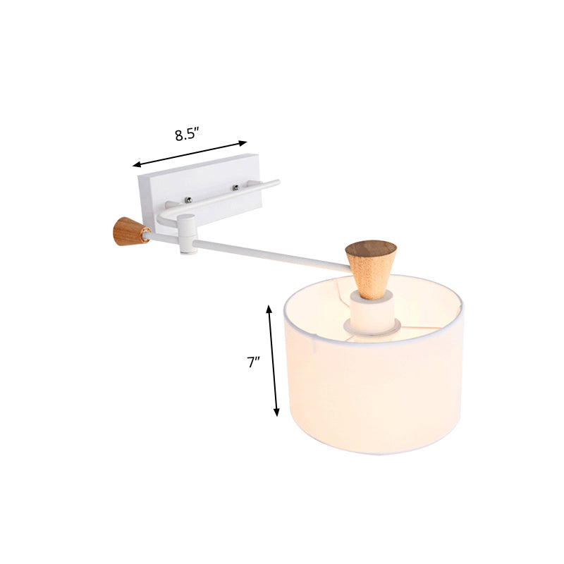 BowLift | Drum Wall Lamp Sconce Modernism Fabric 1 Light Sconce Light in Black/White for Living Room