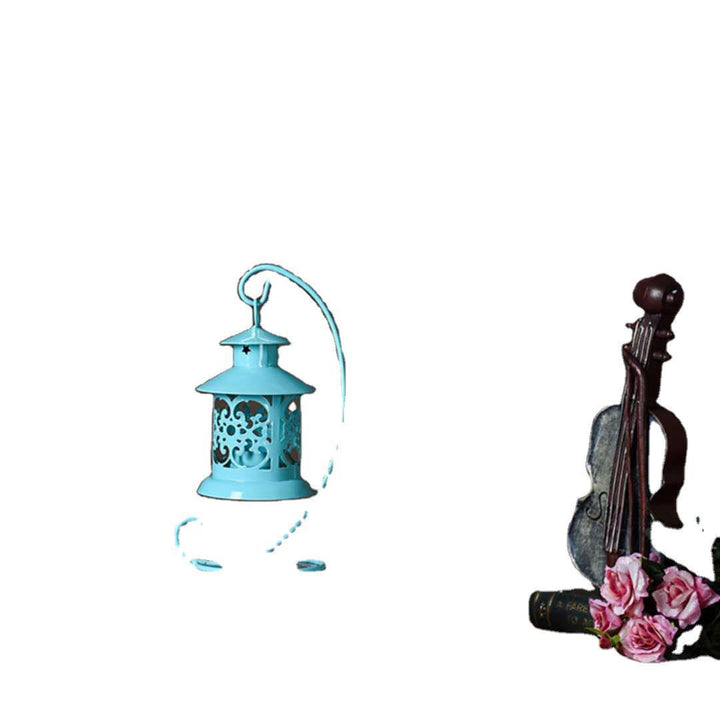 Decorative Filigree Hanging Tealight Lantern with Curved Metal Stand Set Bowlift