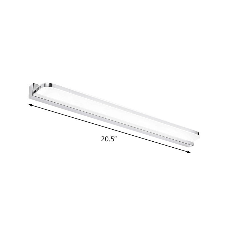 BowLift | Rectangular Wall Wash Basin Light Simple Stainless Steel-Chrome 16.5"/20.5"/24.5" L LED Wall Light with Rounded Corner, Warm/White Light