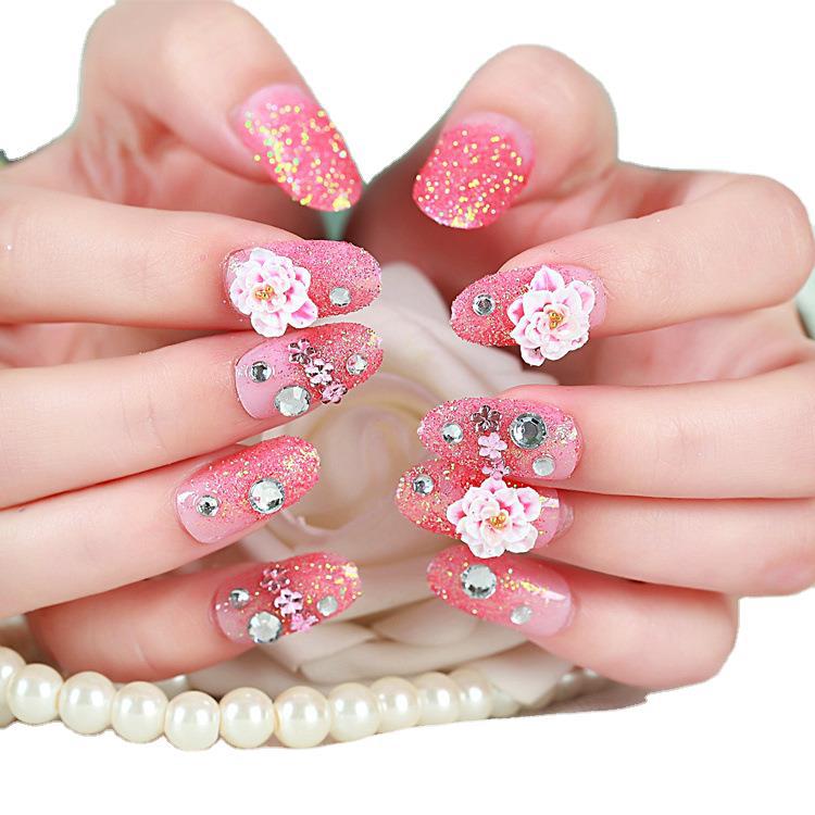 Glitter and Floral Design Press-On Nail Set