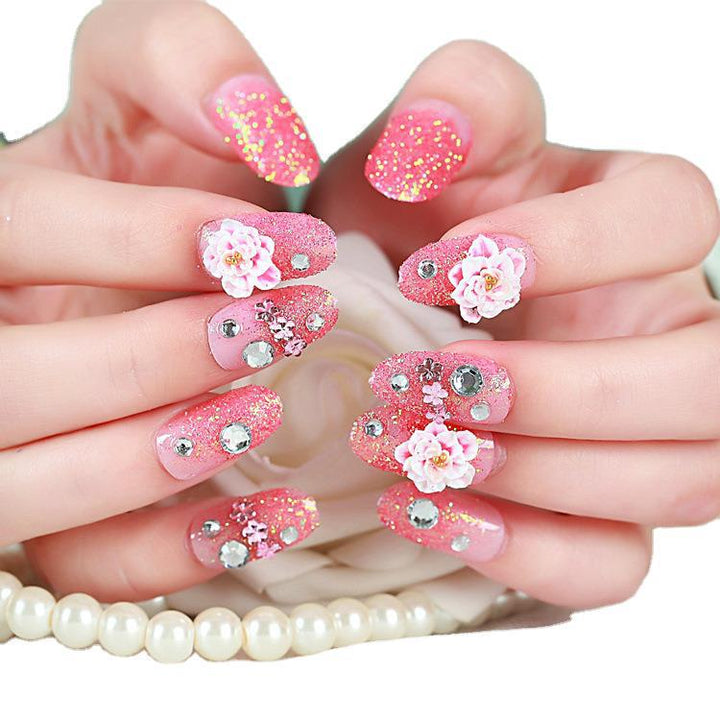 Glitter and Floral Design Press-On Nail Set