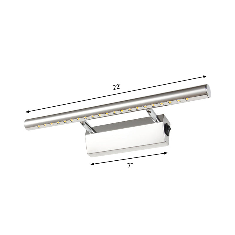 BowLift | Modern Style Cylinder Vanity Wall Sconce Metallic 10"/16" W LED Bathroom Wall Light in Chrome, Warm-/White Light
