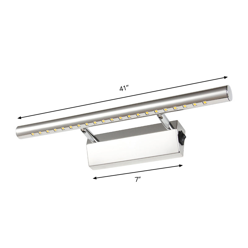 BowLift | Modern Style Cylinder Vanity Wall Sconce Metallic 10"/16" W LED Bathroom Wall Light in Chrome, Warm-/White Light