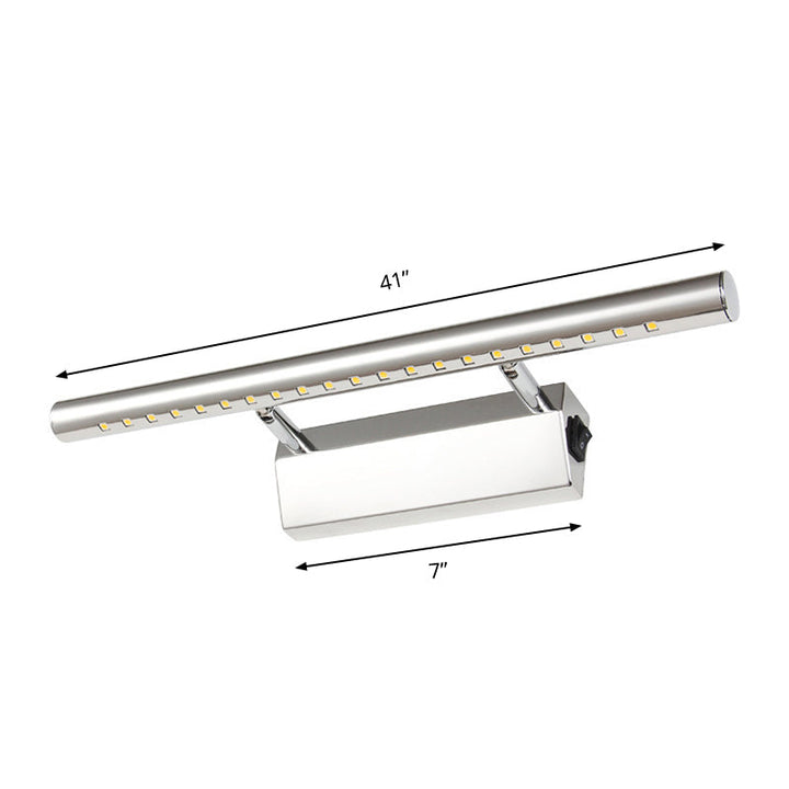 BowLift | Modern Style Cylinder Vanity Wall Sconce Metallic 10"/16" W LED Bathroom Wall Light in Chrome, Warm-/White Light