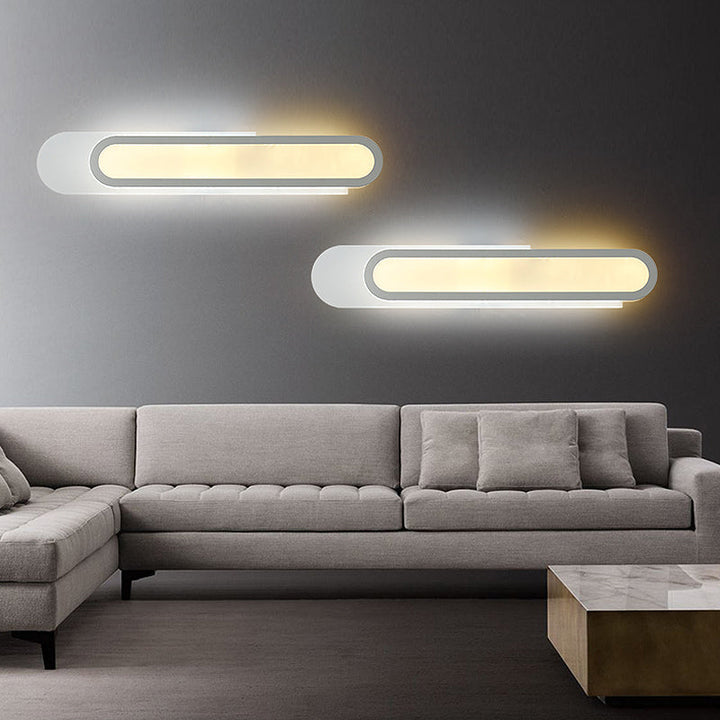 BowLift | LED Bathroom Mirror Light with Oblong Acrylic Shade White Wall Sconces in Warm/White Light, 12"/18"/20" Wide