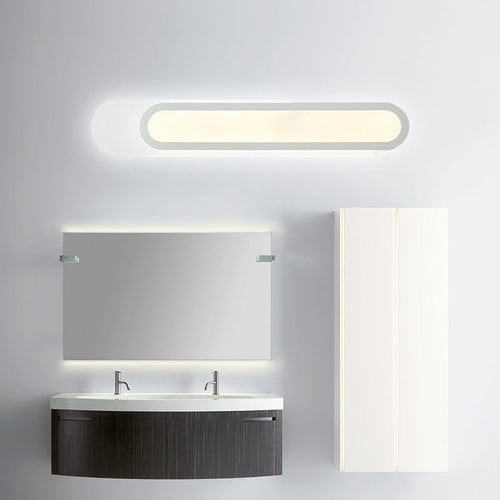 BowLift | LED Bathroom Mirror Light with Oblong Acrylic Shade White Wall Sconces in Warm/White Light, 12