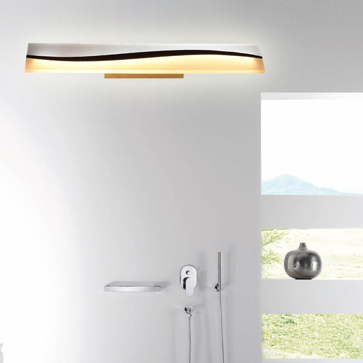 BowLift | Acrylic Rectangular Makeup Mirror Lamp Simple 16"/19.5"/23" Width LED Bathroom Light over Mirror in Warm/White, Water and Fog Resistant