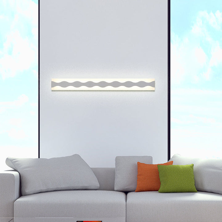 BowLift | 16"/19.5" Width LED Bathroom Mirror Lighting with Wave Acrylic Shade White Wall Sconce in Warm/White Light