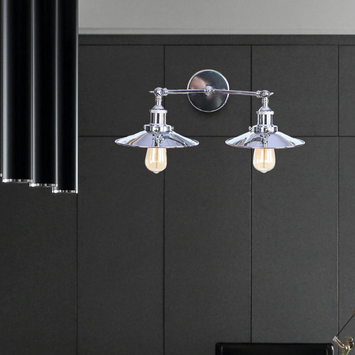 BowLift | 2 Lamps Flat Shade Wall Lighting Industrial Style Brass/Rust Metal Wall Mounted Light for Hallway