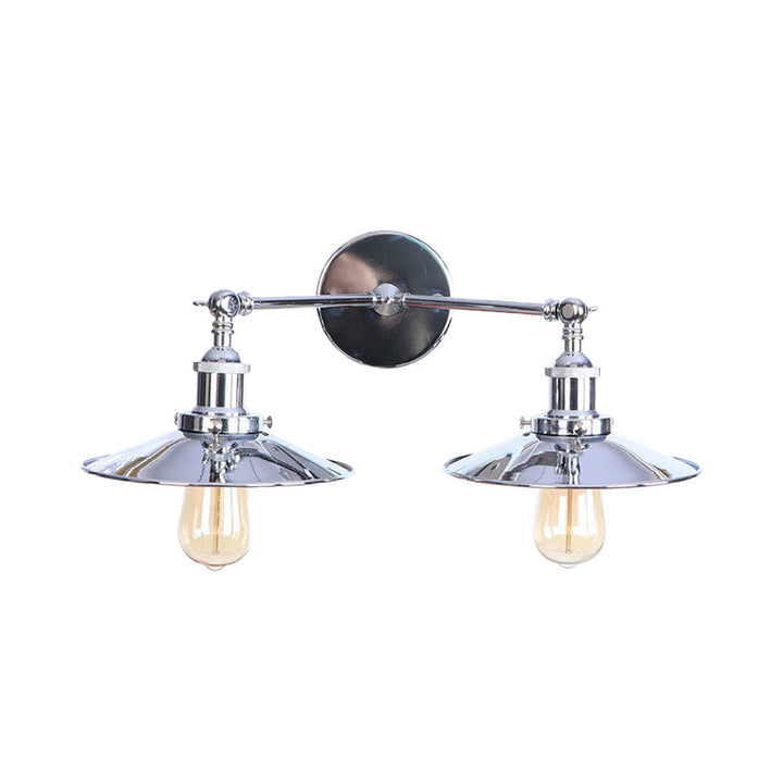 BowLift | 2 Lamps Flat Shade Wall Lighting Industrial Style Brass/Rust Metal Wall Mounted Light for Hallway