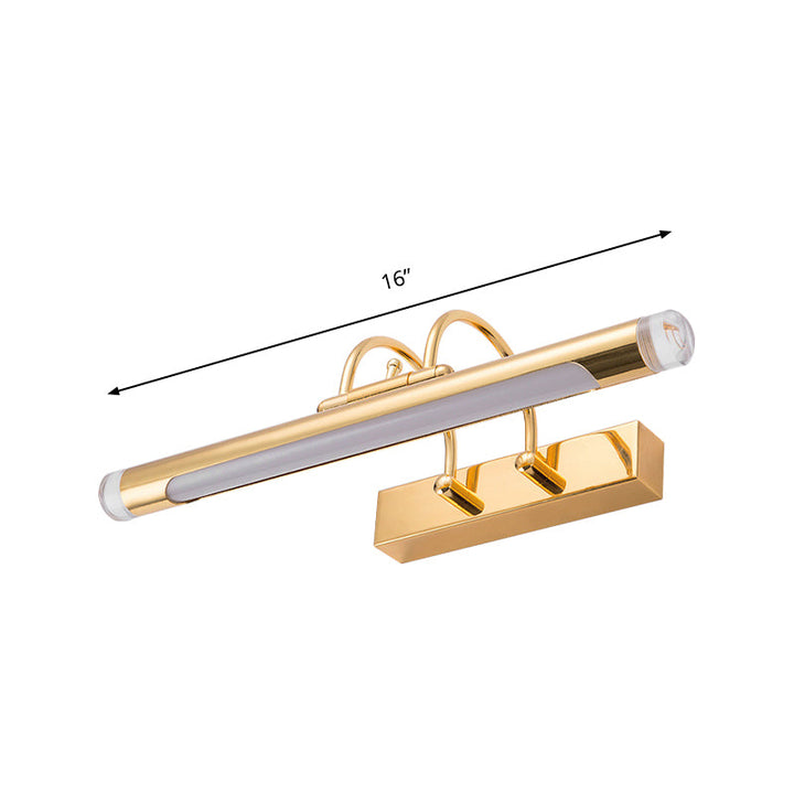 BowLift | 16"/21" Width Cylindrical Vanity Light Fixture Modernism Style Metallic LED Indoor Wall Lamp in Gold, Warm/White Lighting