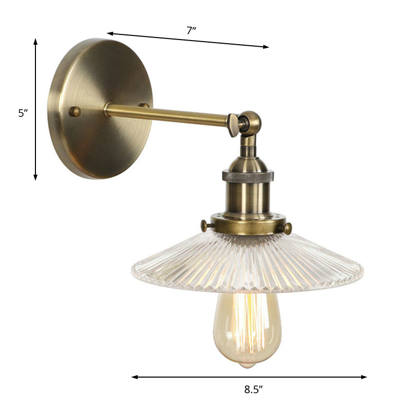 BowLift | A wall lamp with a conical shade made of clear prismatic glass Industrial dining room wall light lighting fixture
