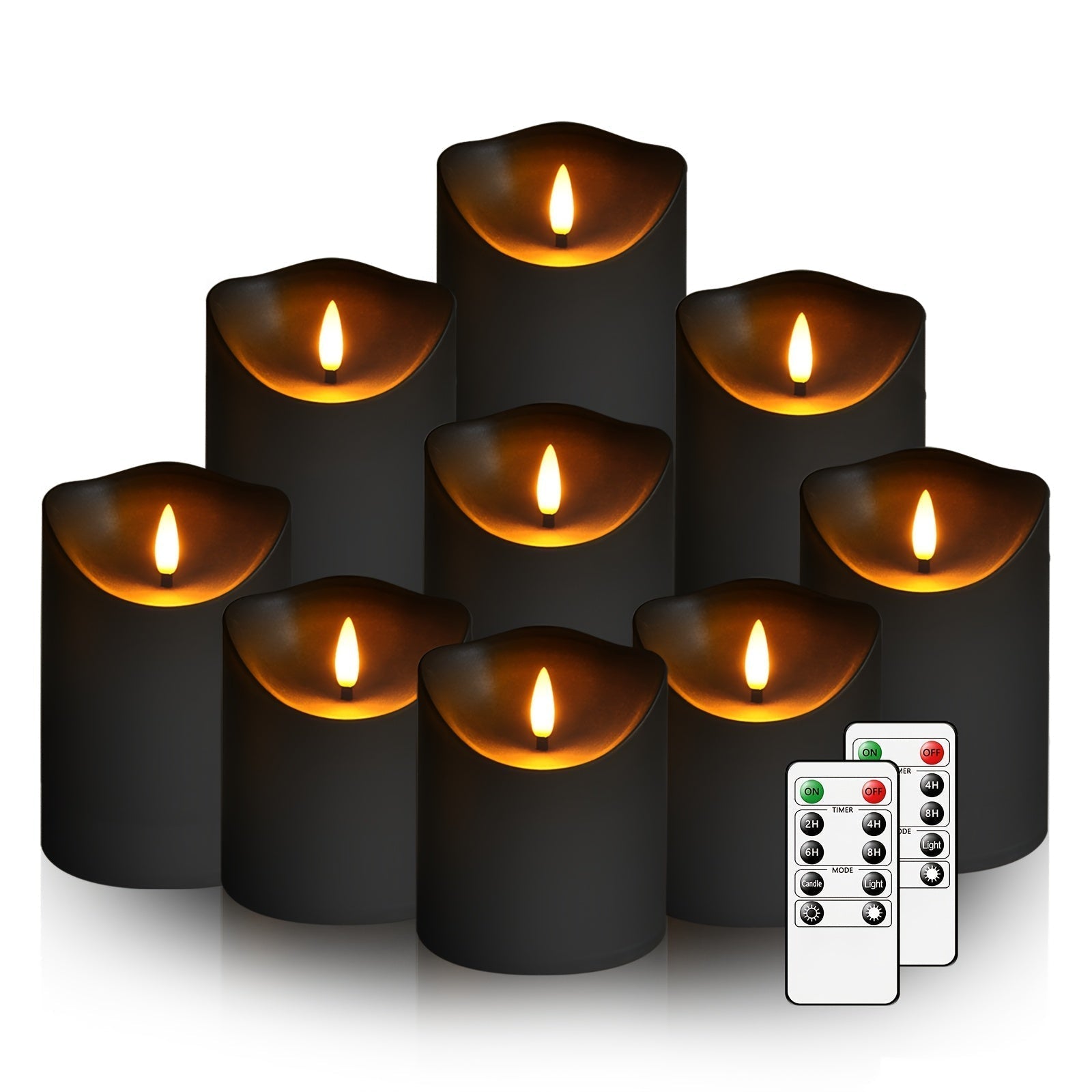 BowLift | GlowLuxe Flameless LED Candles Set (9-piece) – With Remote Control and Glitter Finish