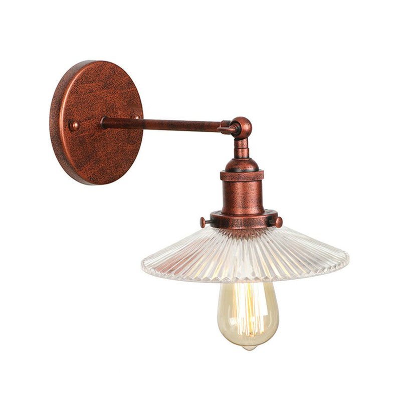 BowLift | 1 Light Wavy Wall Lamp Fixture Rustic Style Copper Ribbed Glass Wall Light for Dining Table