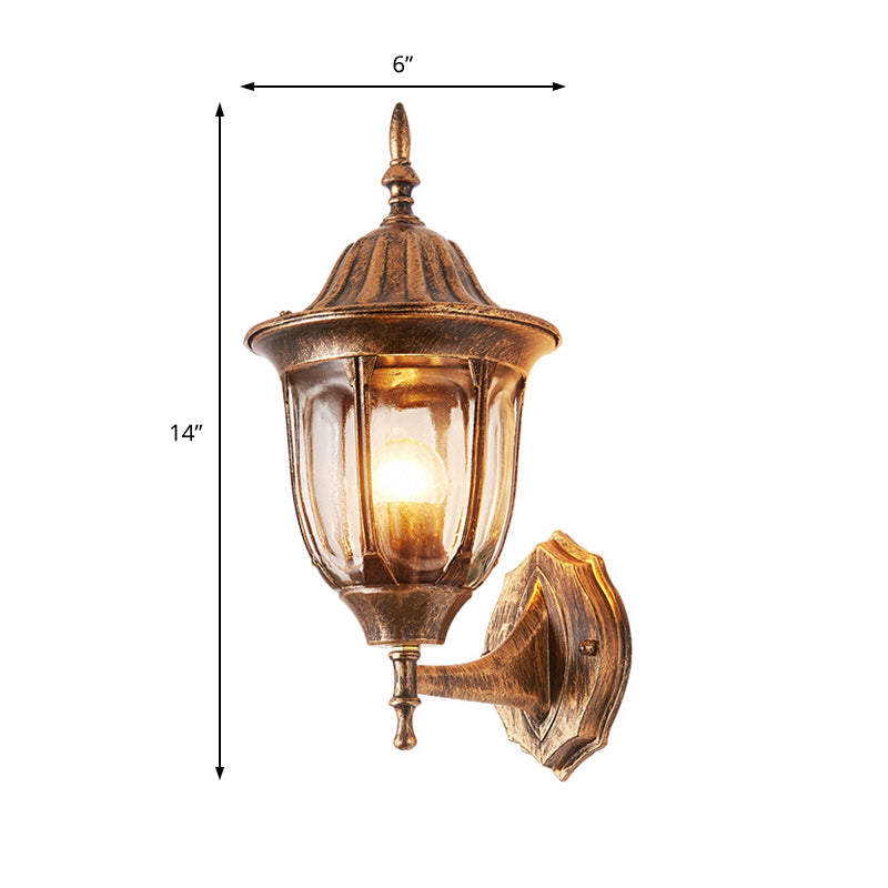 BowLift | Kerosene Outdoor Wall Lamp Fixture Industrial Clear Glass 1 Light Rust Wall Lamp