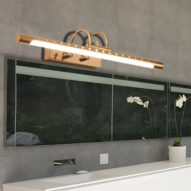 BowLift | 14"/19" Diameter Tube Wall Lighting with Arc Arm Modern Design Metal Warm/White Light LED Bathroom Vanity Lighting System in Gold