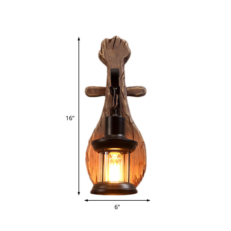 BowLift | Clear Glass Lantern Wall Light Coastal 1 Light Dining Room Fixture with Spoon
