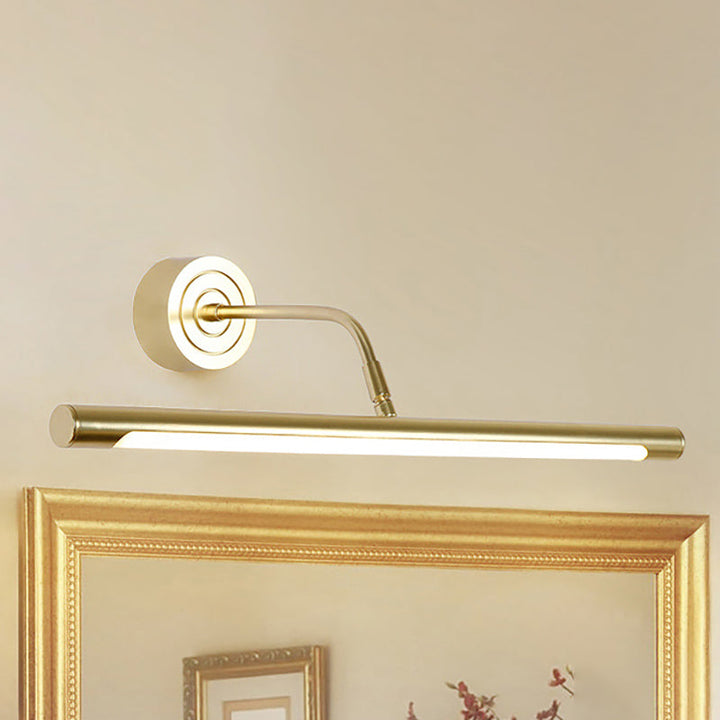 BowLift | 16"/20" W Slim Cylindrical Makeup Mirror Light Modernism Metal LED Gold Wall Mount Lamp for Bedroom, Warm/White Lighting