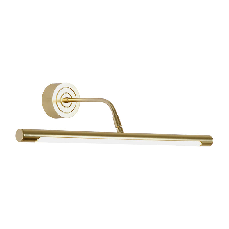 BowLift | 16"/20" W Slim Cylindrical Makeup Mirror Light Modernism Metal LED Gold Wall Mount Lamp for Bedroom, Warm/White Lighting