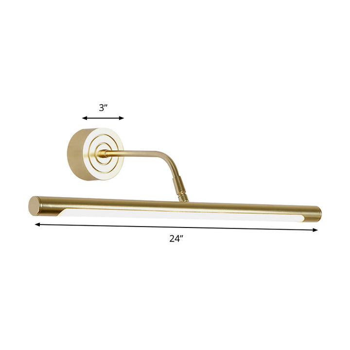 BowLift | 16"/20" W Slim Cylindrical Makeup Mirror Light Modernism Metal LED Gold Wall Mount Lamp for Bedroom, Warm/White Lighting