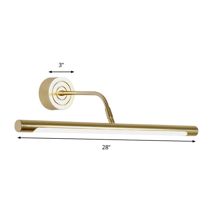 BowLift | 16"/20" W Slim Cylindrical Makeup Mirror Light Modernism Metal LED Gold Wall Mount Lamp for Bedroom, Warm/White Lighting