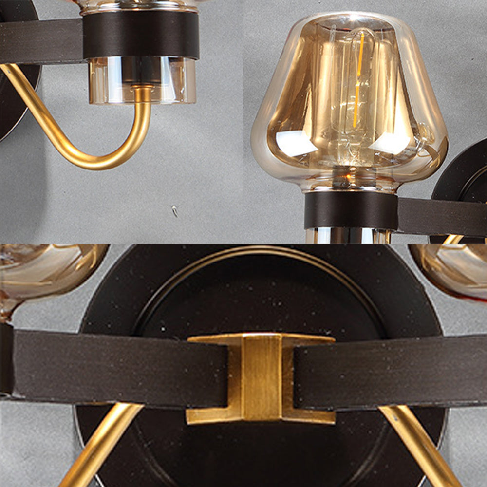 BowLift | 2-Lamp Wall Lighting with Mushroom Shade Smoky Glass Modern Bedroom Wall Light Lighting Fixture