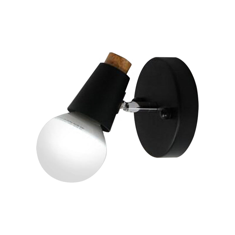 BowLift | Metal cup-shaped wall lamp with bare bulb industrial 1-light bathroom wall lamp in black